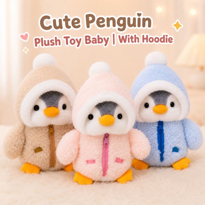 Cute Penguin Plush Toy Baby With Hoodie