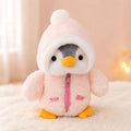 Cute Penguin Plush Toy Baby With Pink Hoodie