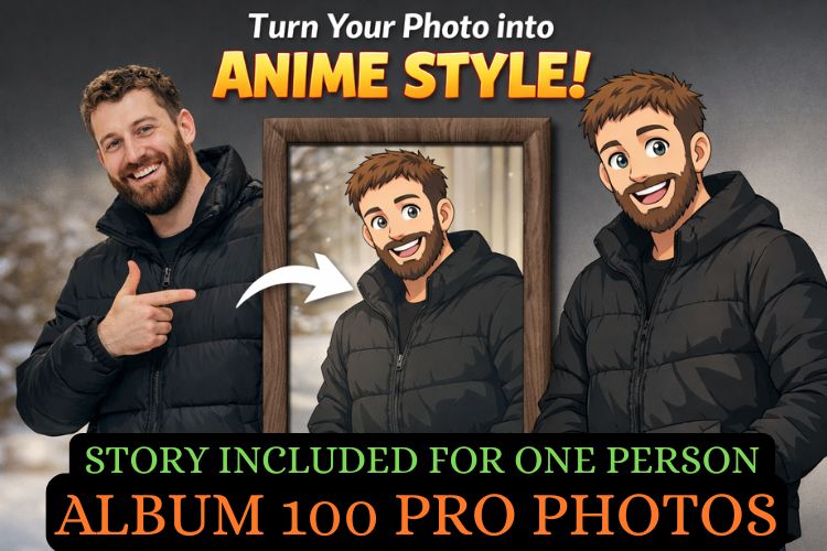 Turn Your Photo into Anime Style Custom Portrait Package