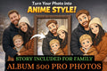 Turn Your Photo into Anime Style Custom Portrait Package Family Pack