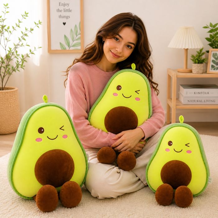 Winking avocado plush stuffed