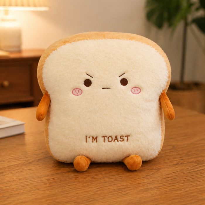 i am Toast Pillow Plush Angry 