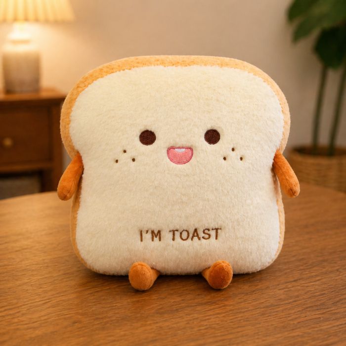 i am Toast Pillow Plush Happy