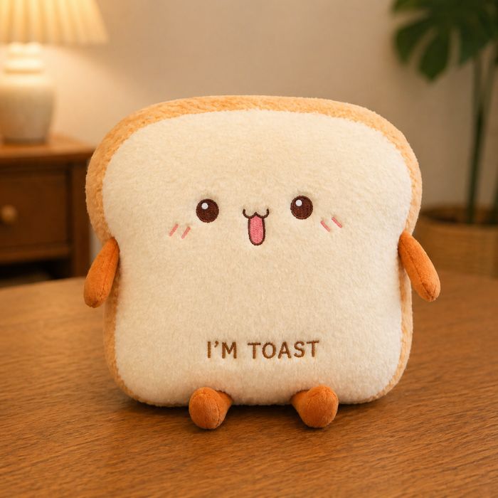 i am Toast Pillow Plush Excited 